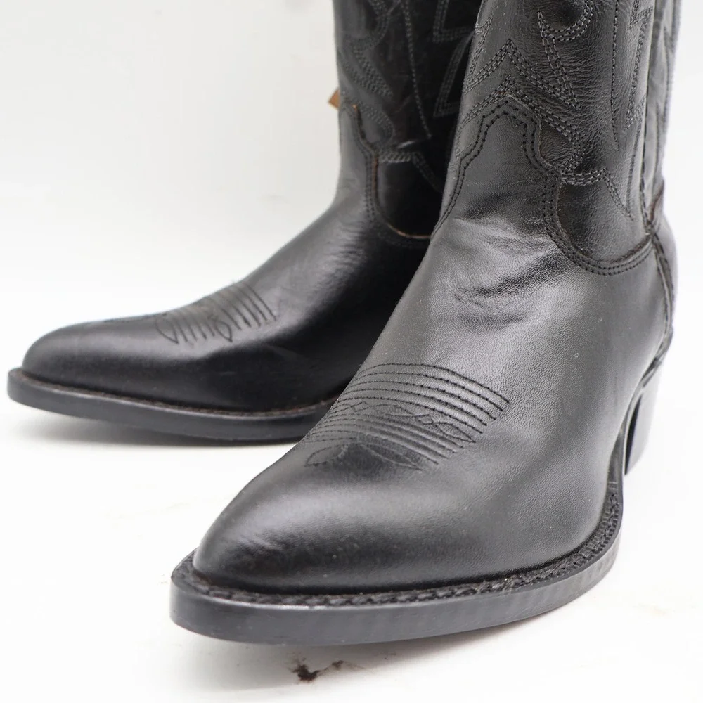 Laredo Western Boots Kids 3 Black Leather J-Toe Cowboy Boots 28-2210 New
